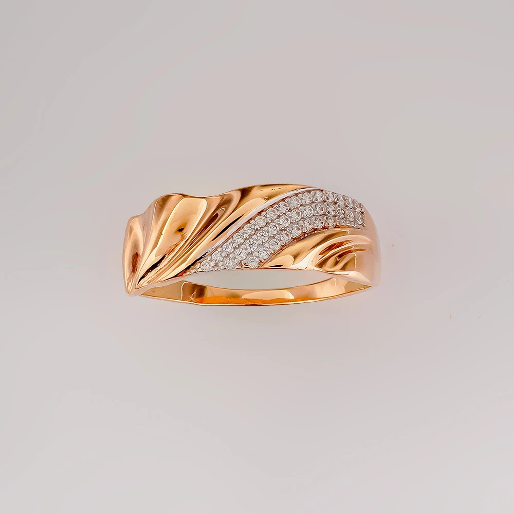 Кольцо с фианитом из красного золота 375 пробы