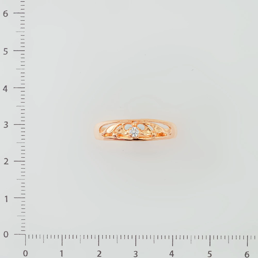 Кольцо с фианитом из красного золота 585 пробы