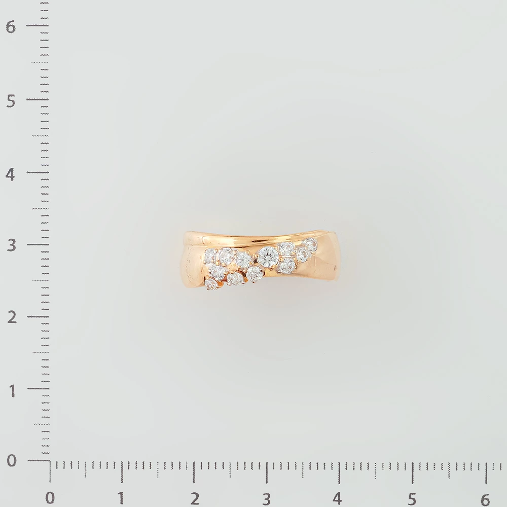 Кольцо с фианитом из красного золота 585 пробы