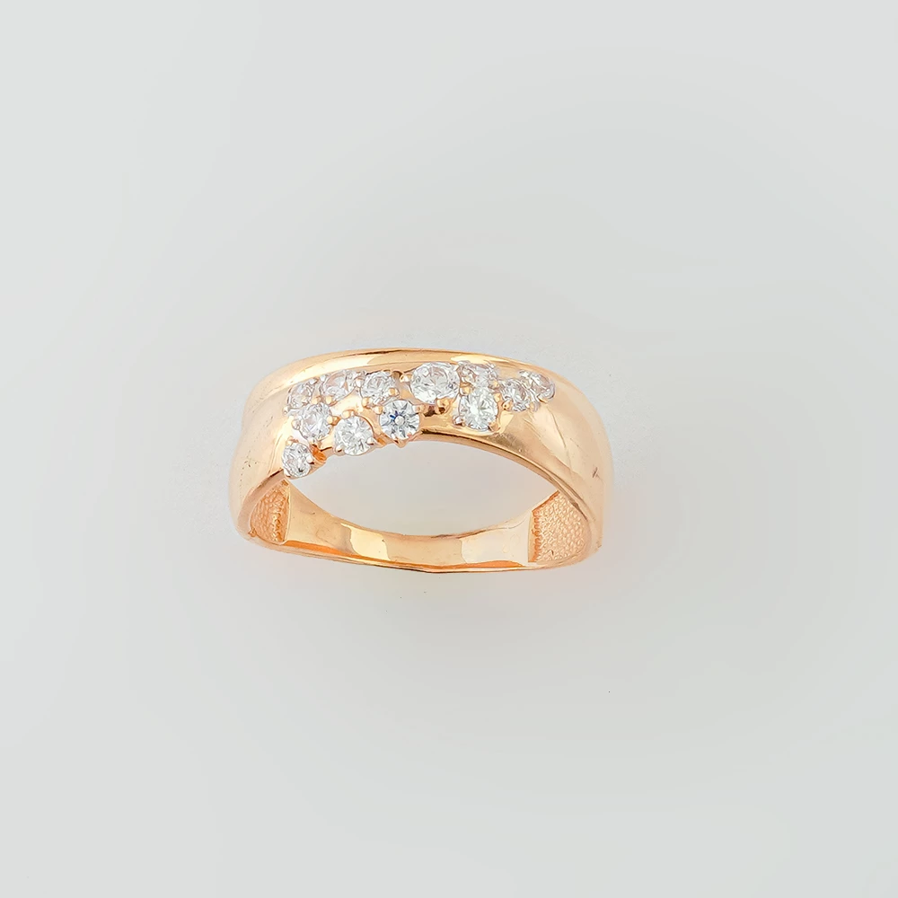 Кольцо с фианитом из красного золота 585 пробы