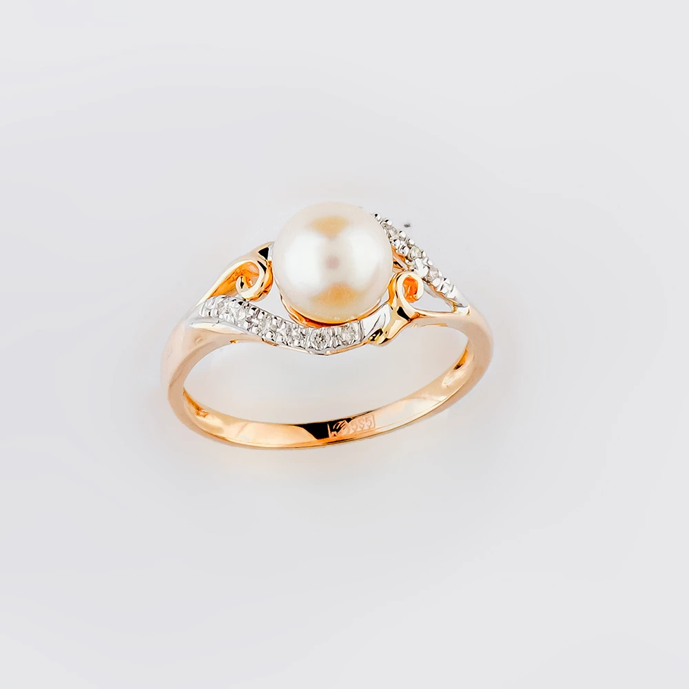 Кольцо с бриллиантом из красного золота 585 пробы