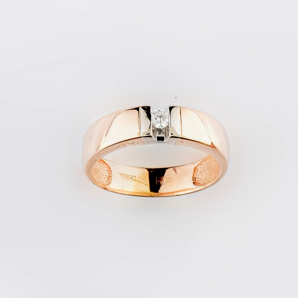 Кольцо с бриллиантом из красного золота 585 пробы