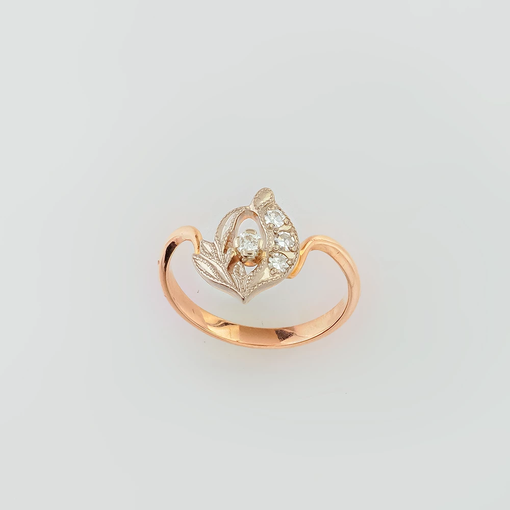 Кольцо с бриллиантом из красного золота 583 пробы