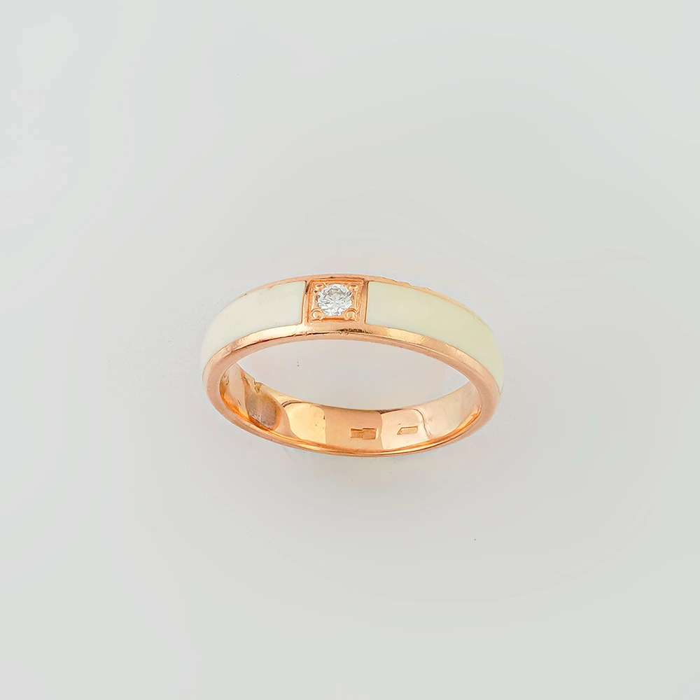 Кольцо с эмалью из красного золота 585 пробы