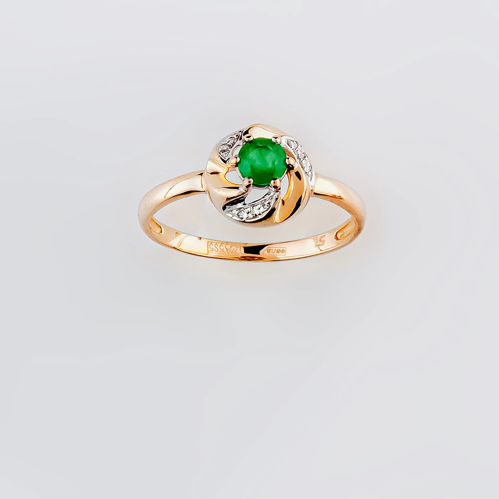 Кольцо с изумрудом из красного золота 585 пробы