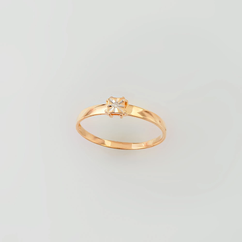 Кольцо с бриллиантом из красного золота 585 пробы