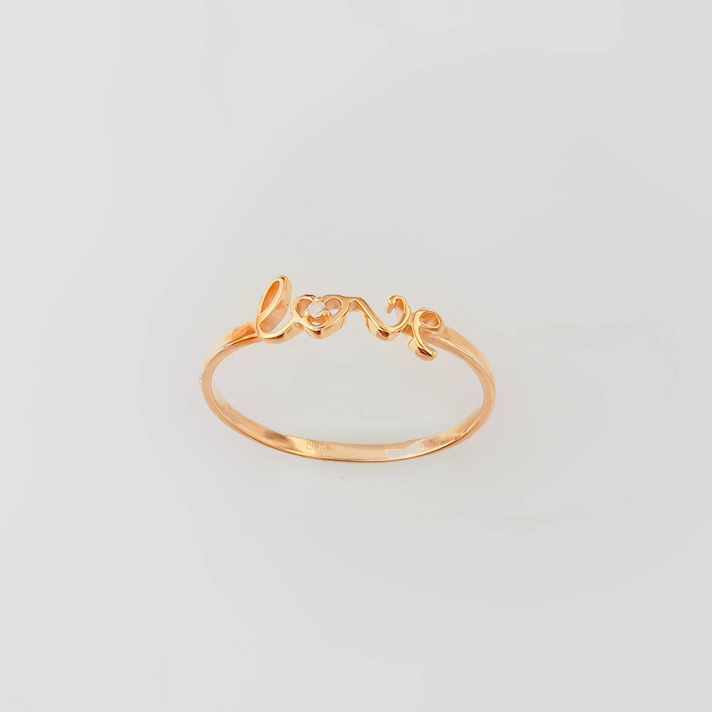 Кольцо с бриллиантом из красного золота 585 пробы