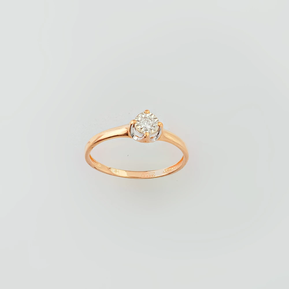 Кольцо с бриллиантом из красного золота 585 пробы