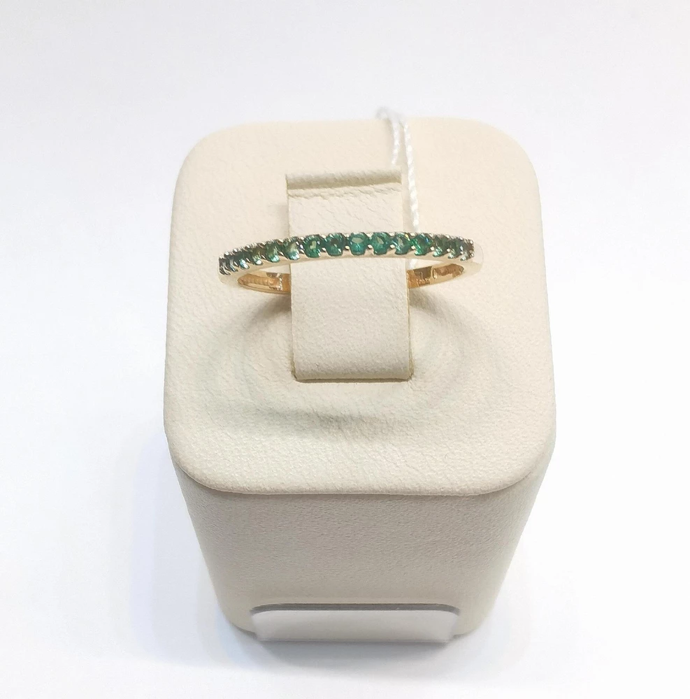 Кольцо с изумрудом синтетическим из красного золота 585 пробы