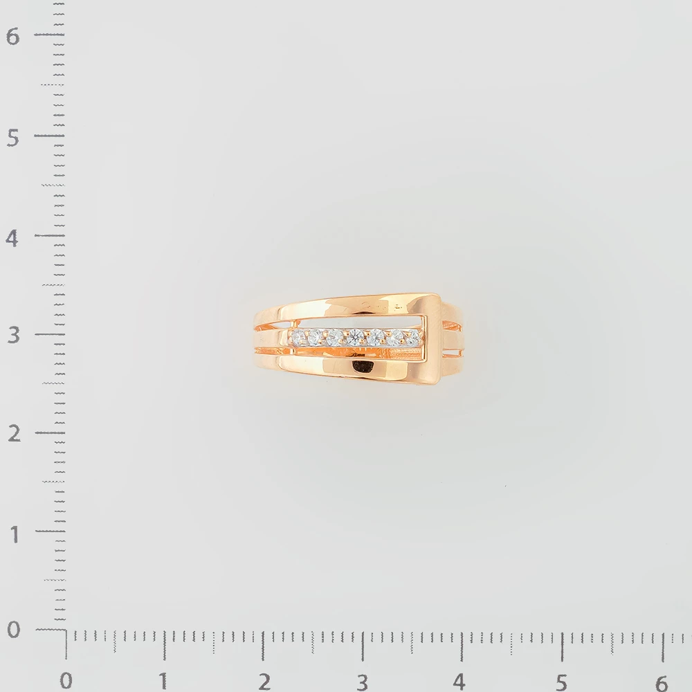 Кольцо с фианитом из красного золота 585 пробы