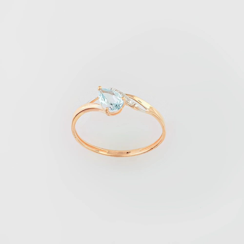 Кольцо с топазом из красного золота 585 пробы