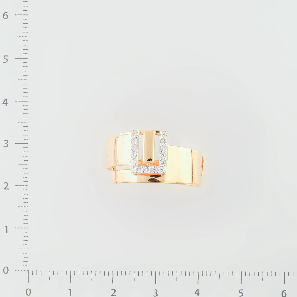 Кольцо с фианитом из красного золота 585 пробы