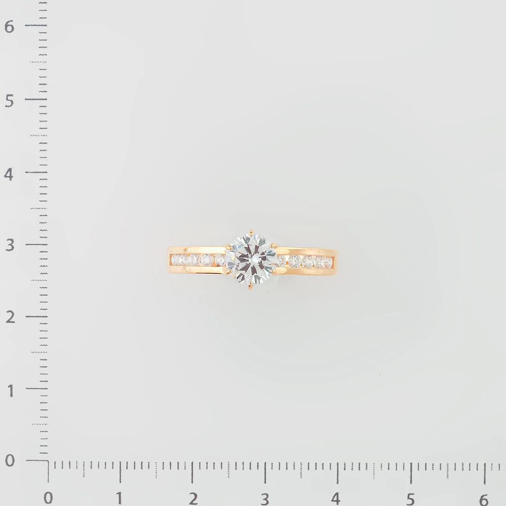 Кольцо с фианитом из красного золота 585 пробы