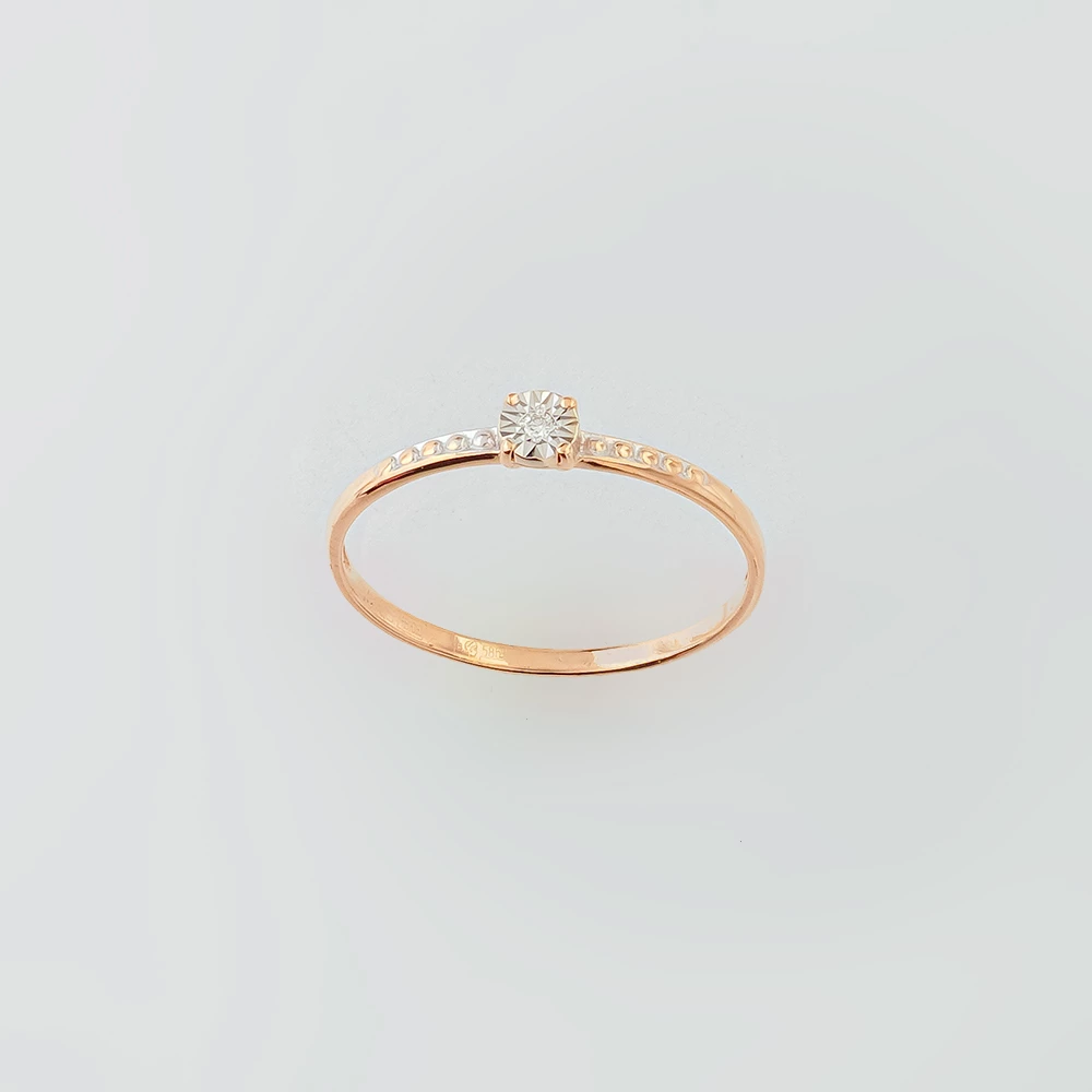 Кольцо с бриллиантом из красного золота 585 пробы