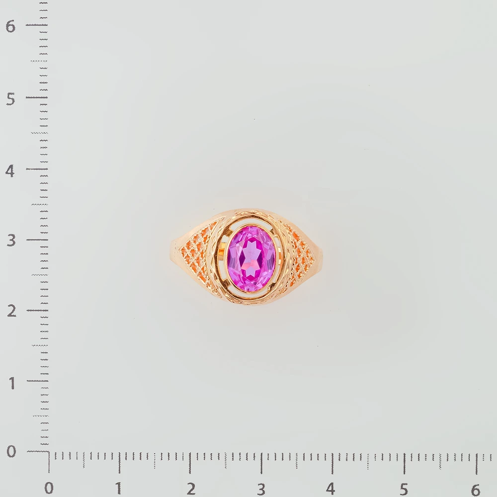 Кольцо с корундом синтетическим из красного золота 583 пробы