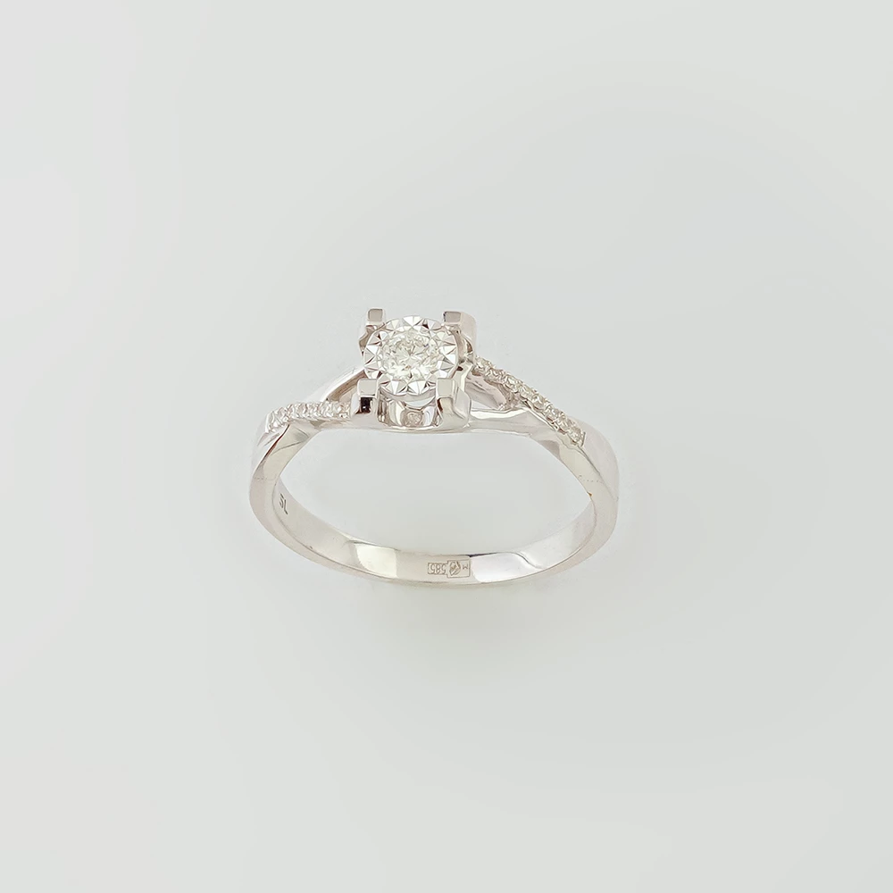 Кольцо с бриллиантом из белого золота 585 пробы