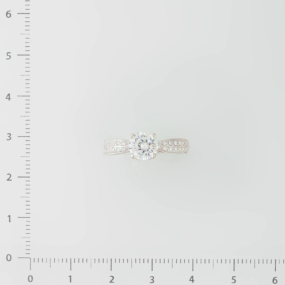 Кольцо с фианитом из белого золота 585 пробы