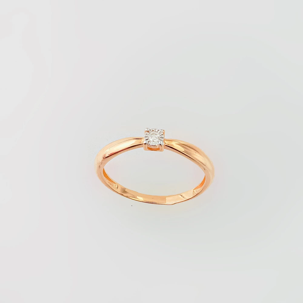 Кольцо с бриллиантом из красного золота 585 пробы