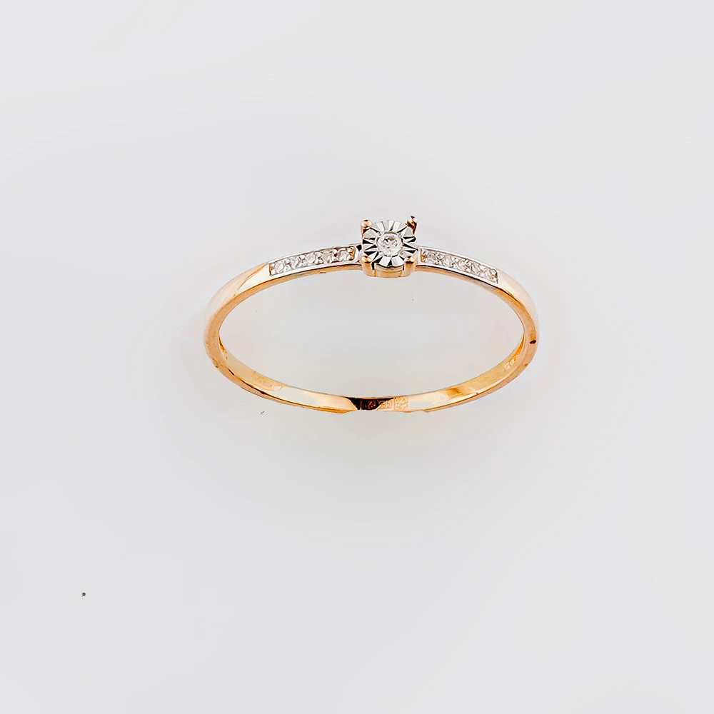 Кольцо с бриллиантом из красного золота 585 пробы