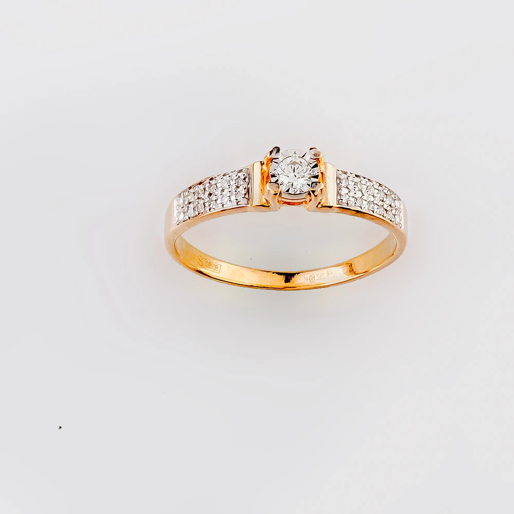 Кольцо с бриллиантом из красного золота 585 пробы