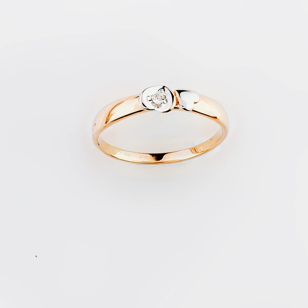 Кольцо с бриллиантом из красного золота 585 пробы