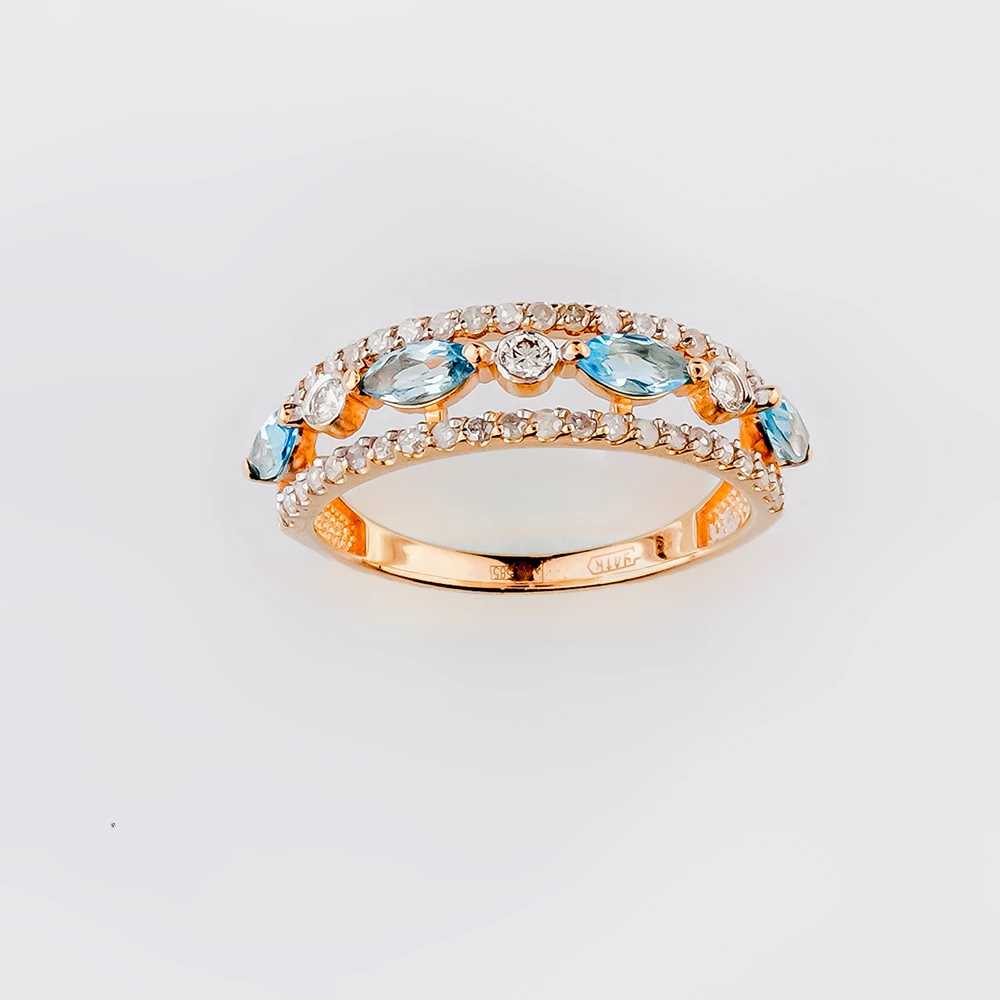 Кольцо с бриллиантом из красного золота 585 пробы