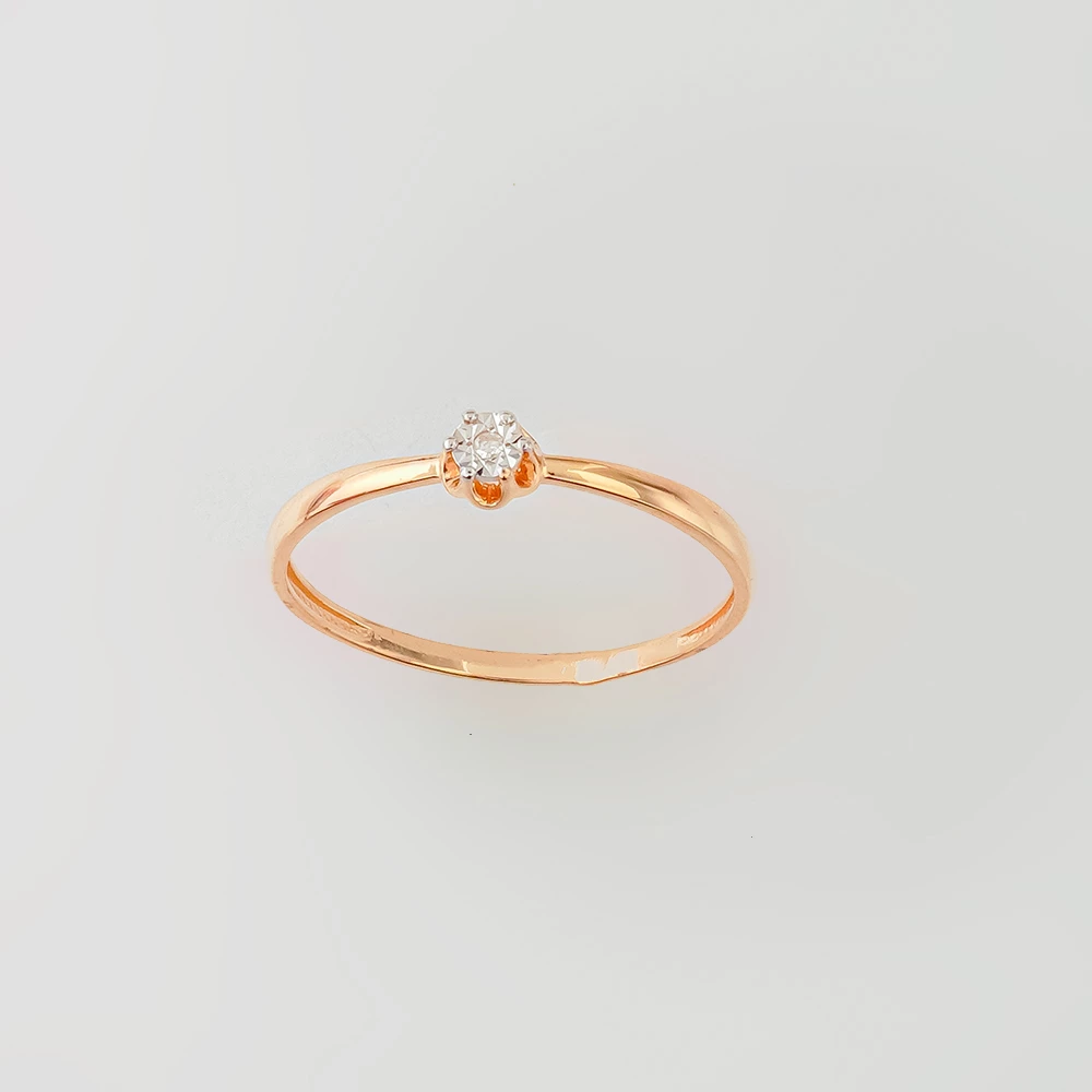 Кольцо с бриллиантом из красного золота 585 пробы