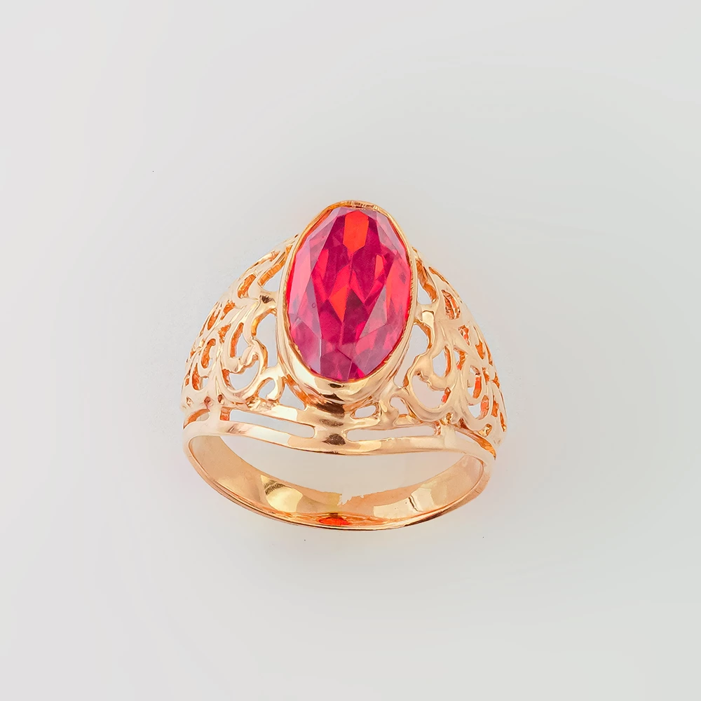 Кольцо с ситаллом из красного золота 583 пробы