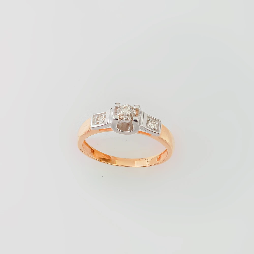 Кольцо с бриллиантом из красного золота 585 пробы