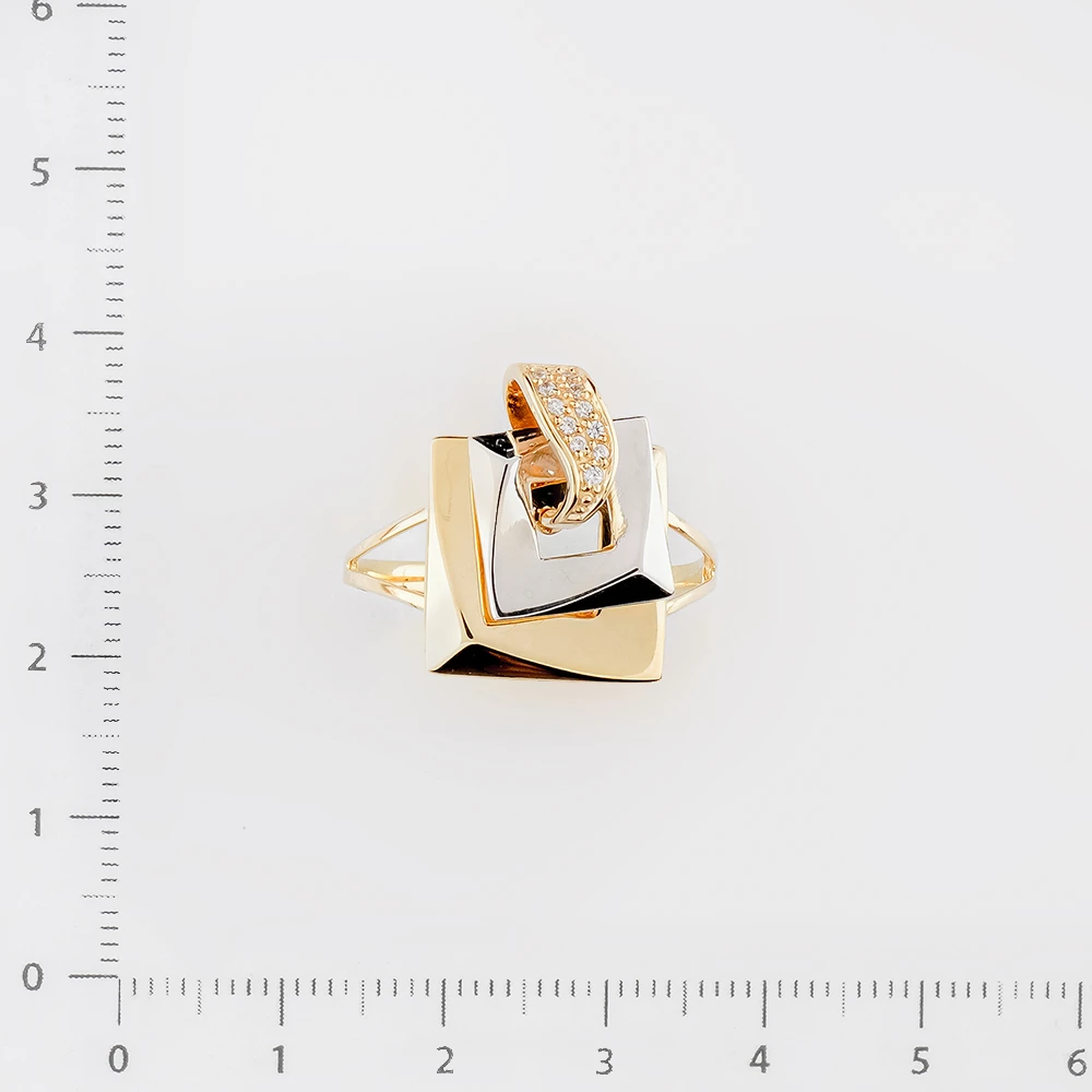 Кольцо с фианитом из желтого золота 585 пробы