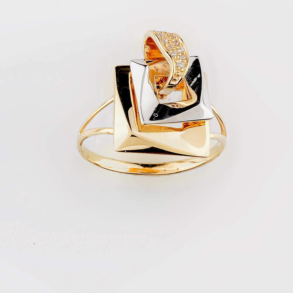 Кольцо с фианитом из желтого золота 585 пробы