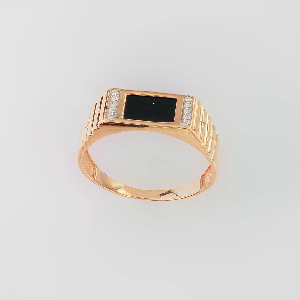 Кольцо с фианитом из красного золота 375 пробы