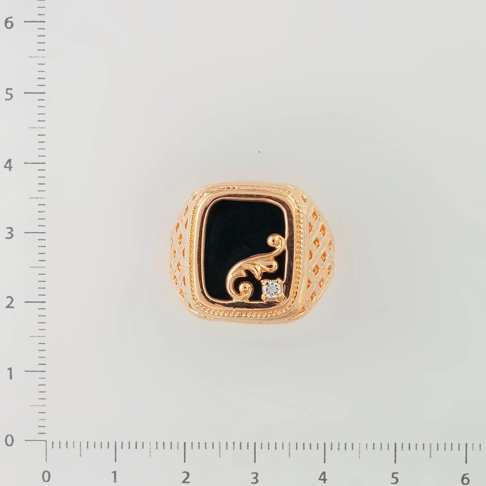 Кольцо с ониксом из красного золота 585 пробы