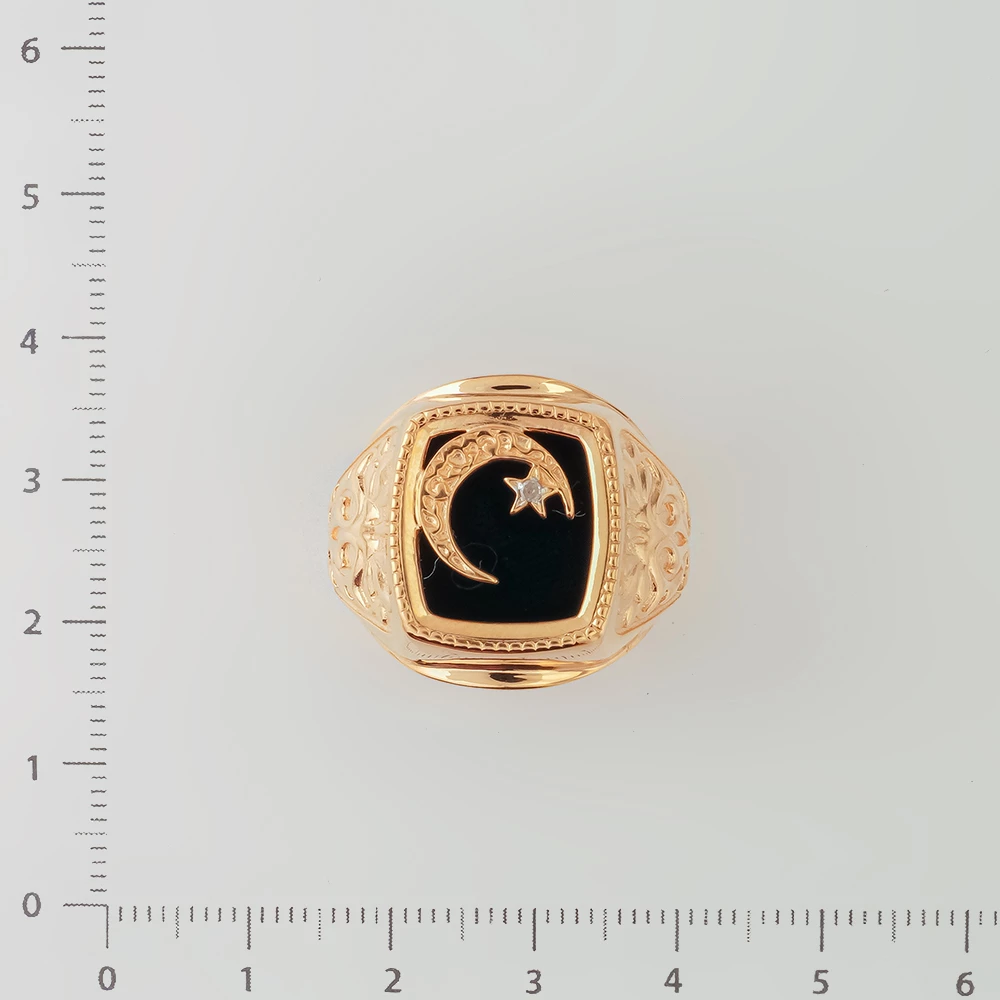 Кольцо с ониксом из красного золота 585 пробы