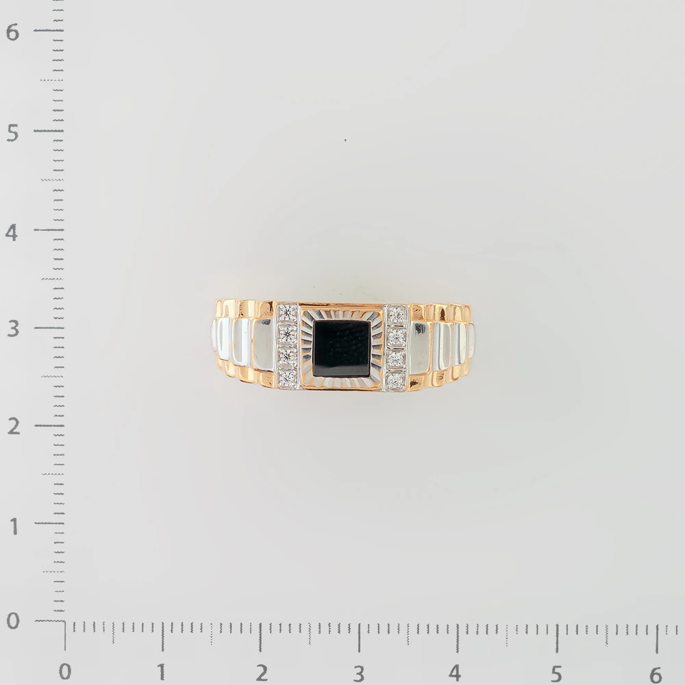 Кольцо с ониксом из красного золота 585 пробы