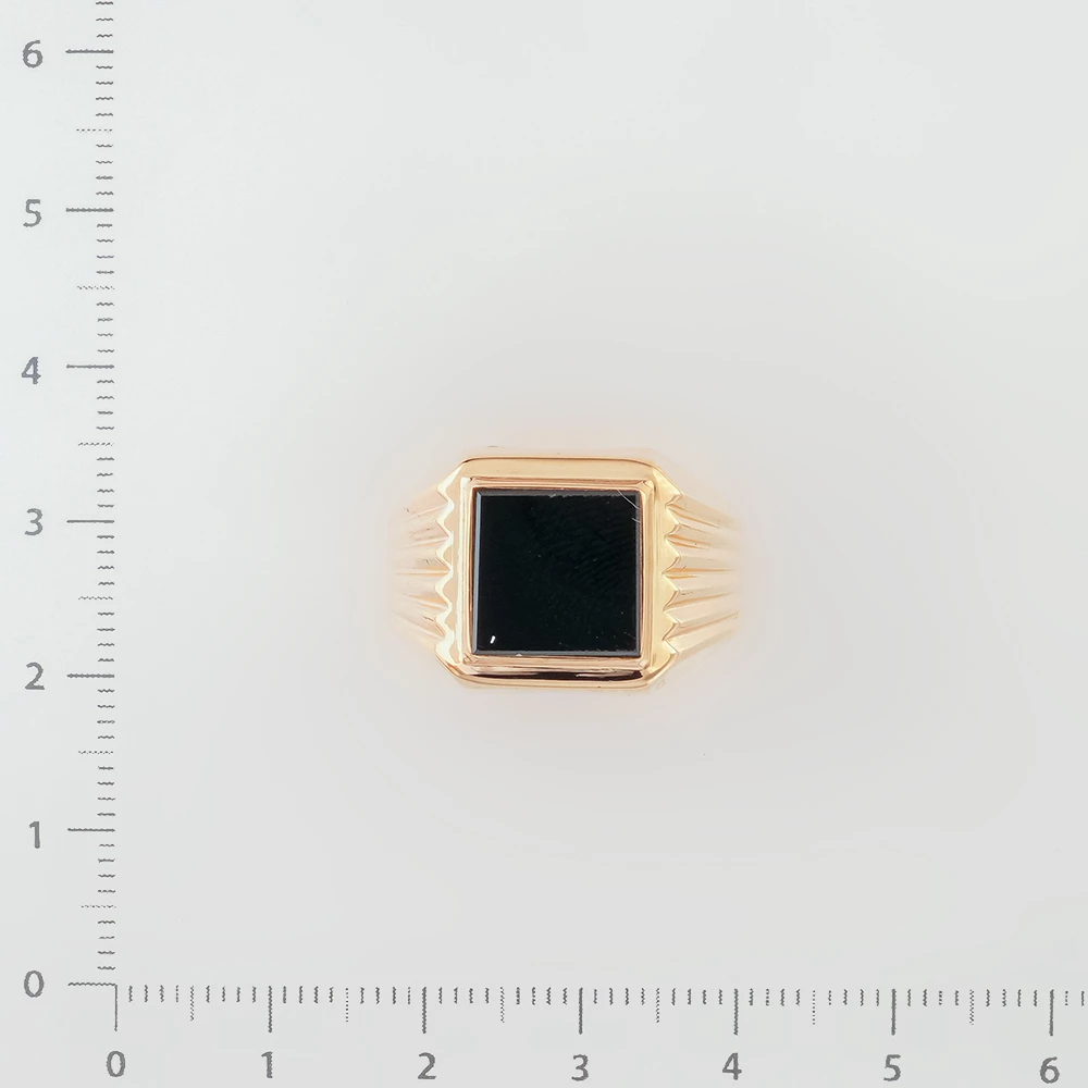 Кольцо с ониксом из красного золота 585 пробы