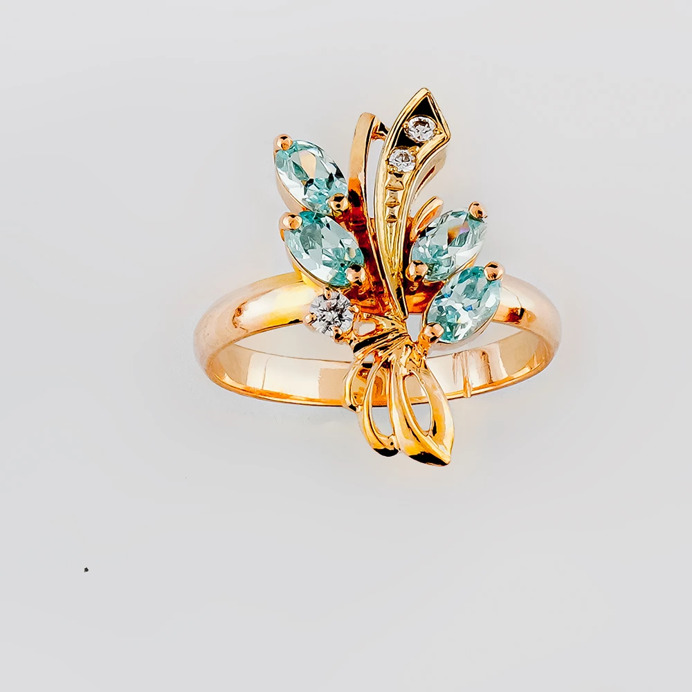 Кольцо с топазом из красного золота 585 пробы