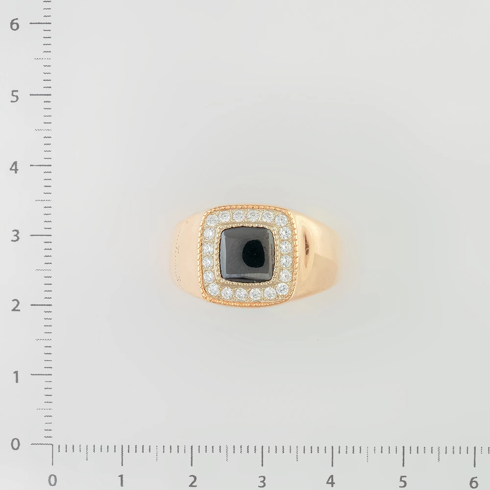 Кольцо с ониксом из красного золота 585 пробы