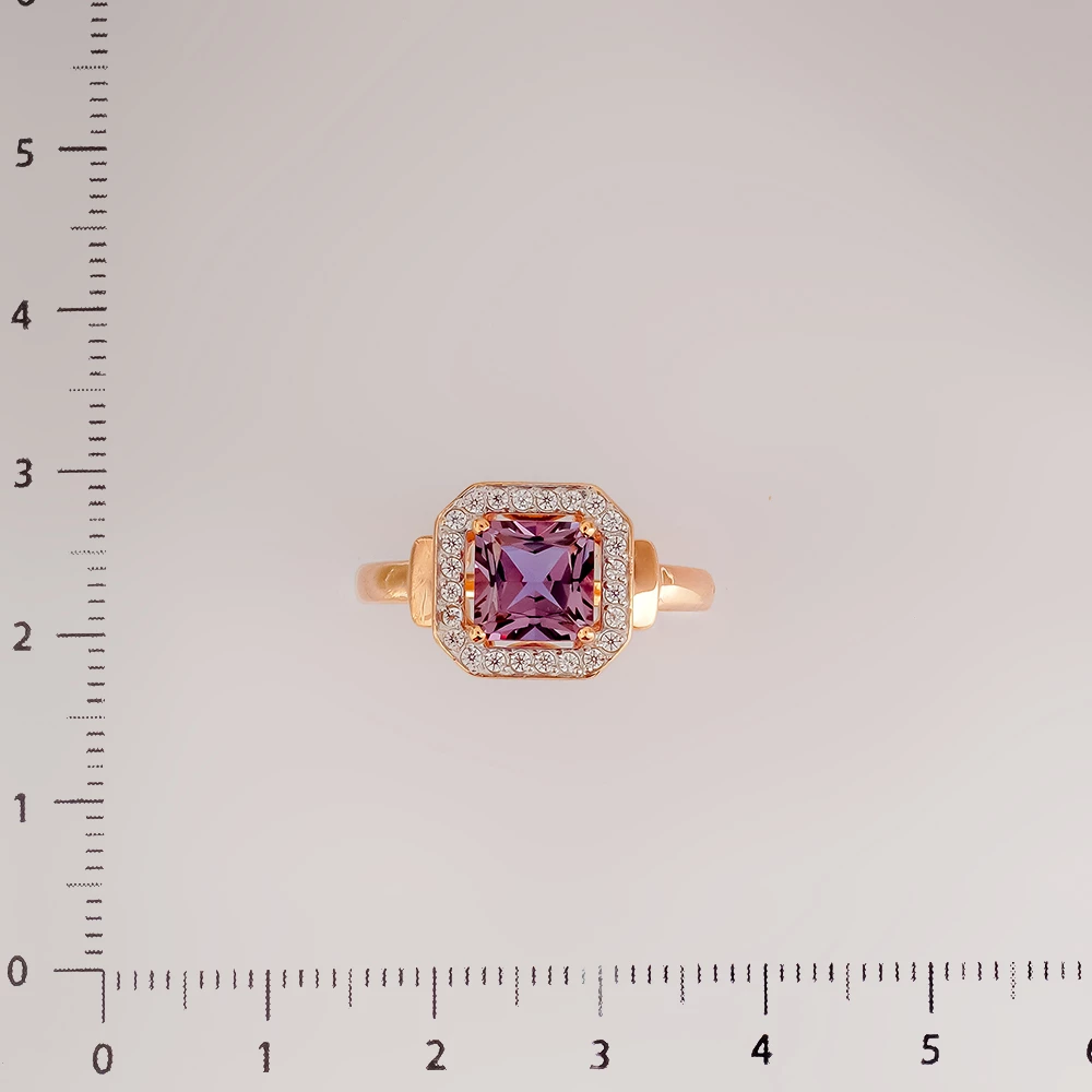 Кольцо с фианитом из красного золота 585 пробы