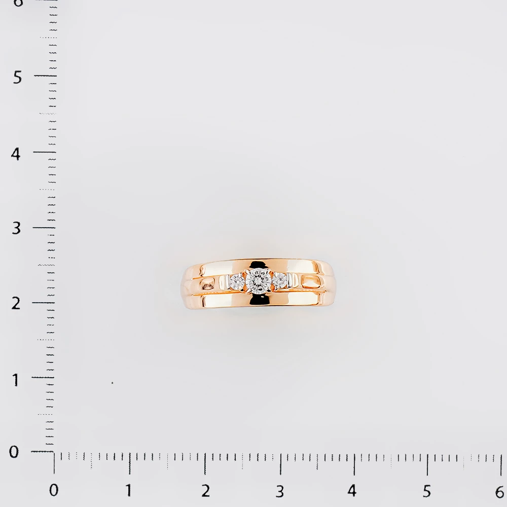 Кольцо с фианитом из красного золота 585 пробы