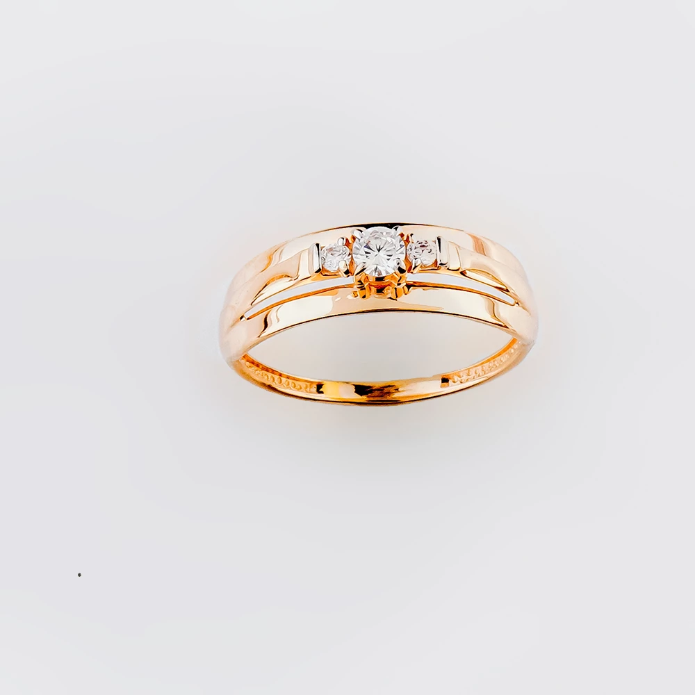 Кольцо с фианитом из красного золота 585 пробы