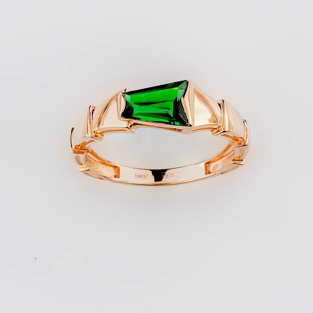 Кольцо с фианитом из красного золота 585 пробы