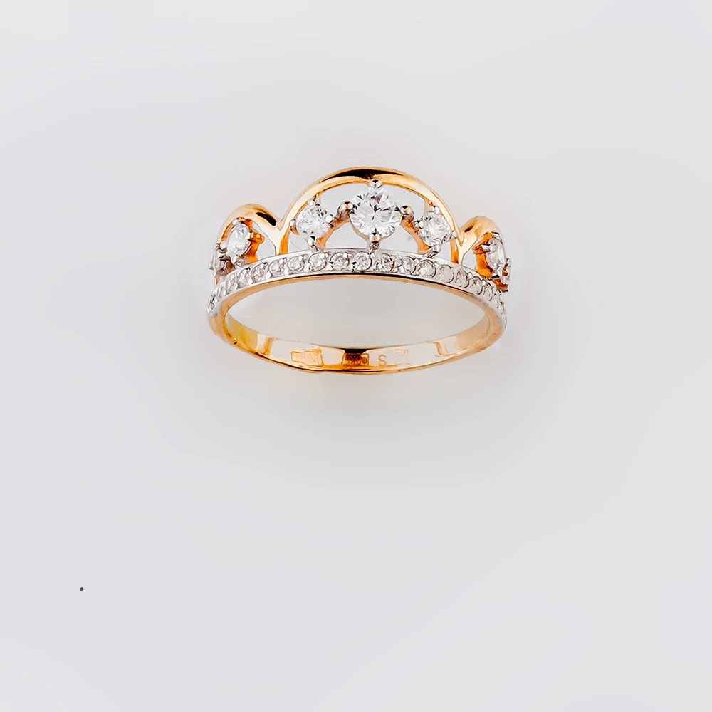 Кольцо с фианитом из красного золота 585 пробы