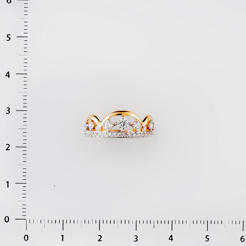 Кольцо с фианитом из красного золота 585 пробы