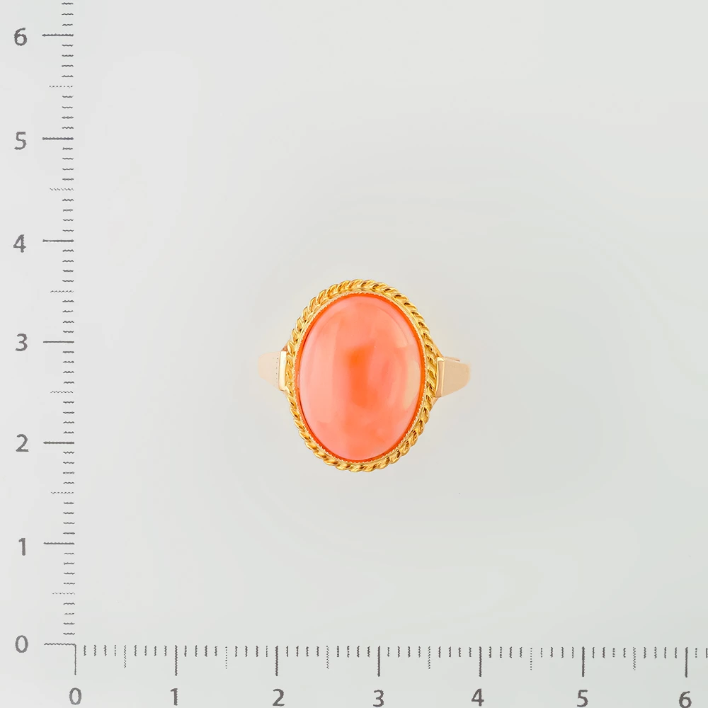 Кольцо с кораллом из красного золота 585 пробы