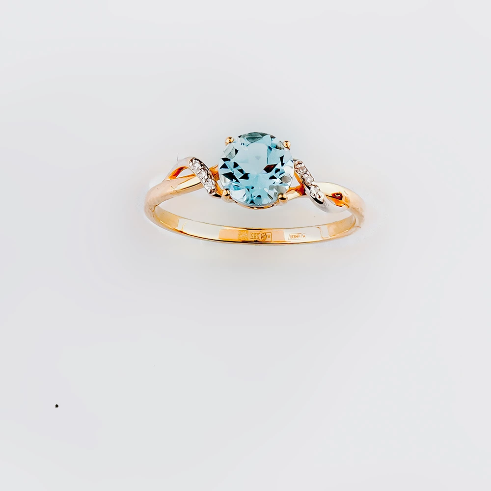 Кольцо с топазом из красного золота 585 пробы