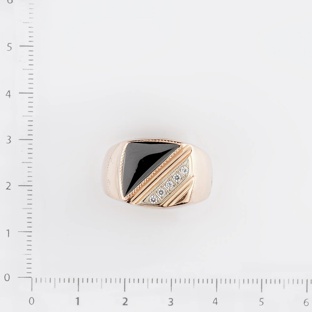 Кольцо с ониксом из красного золота 585 пробы