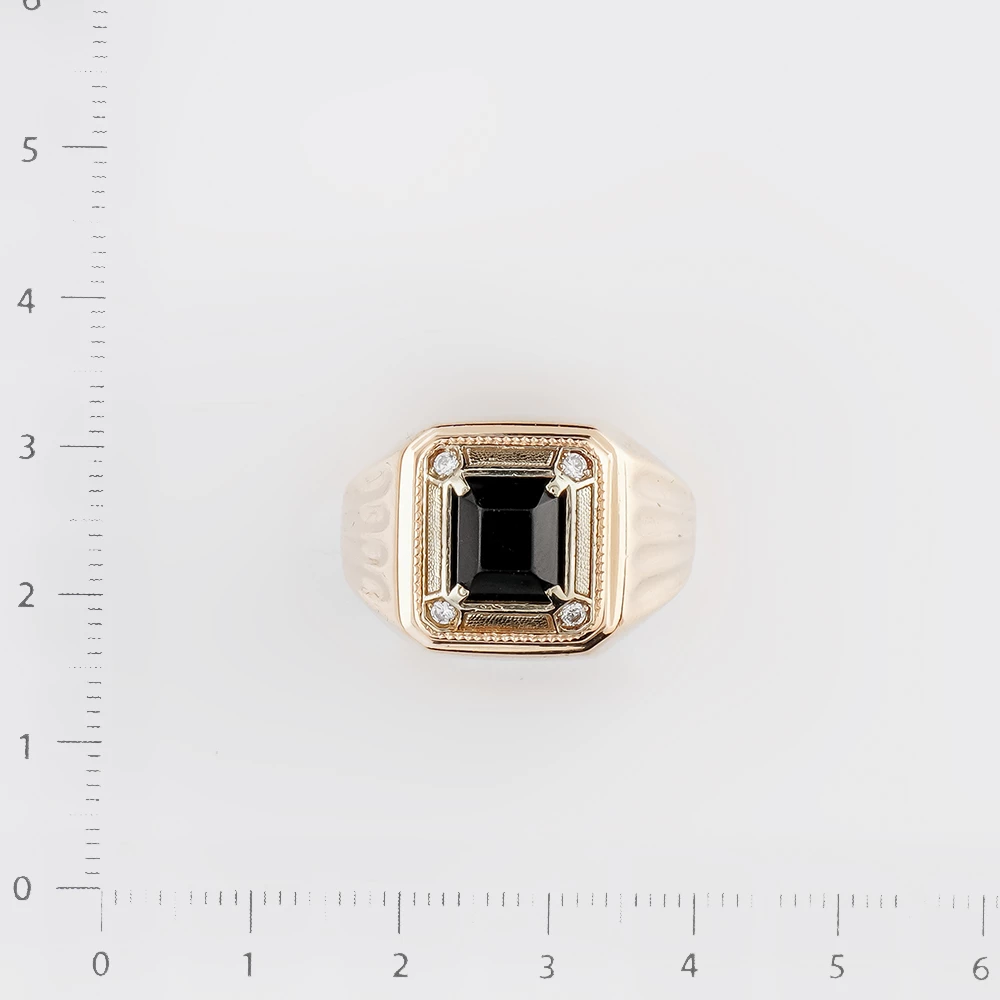 Кольцо с ониксом из красного золота 585 пробы
