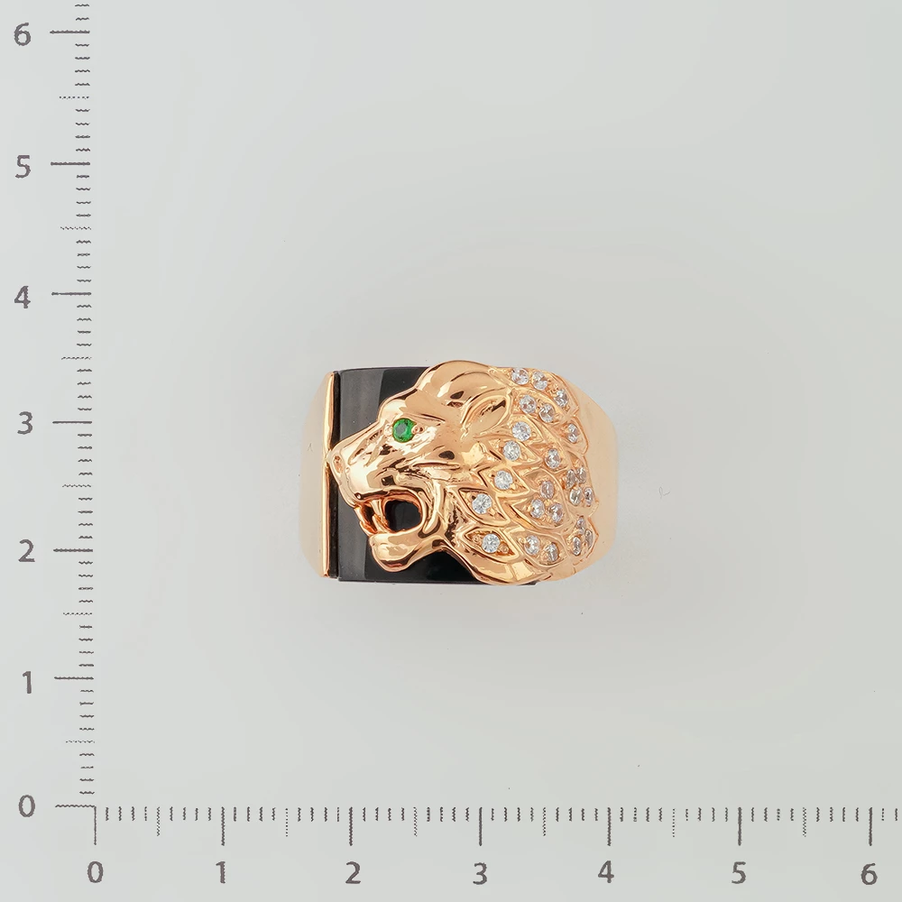 Кольцо с ониксом из красного золота 585 пробы