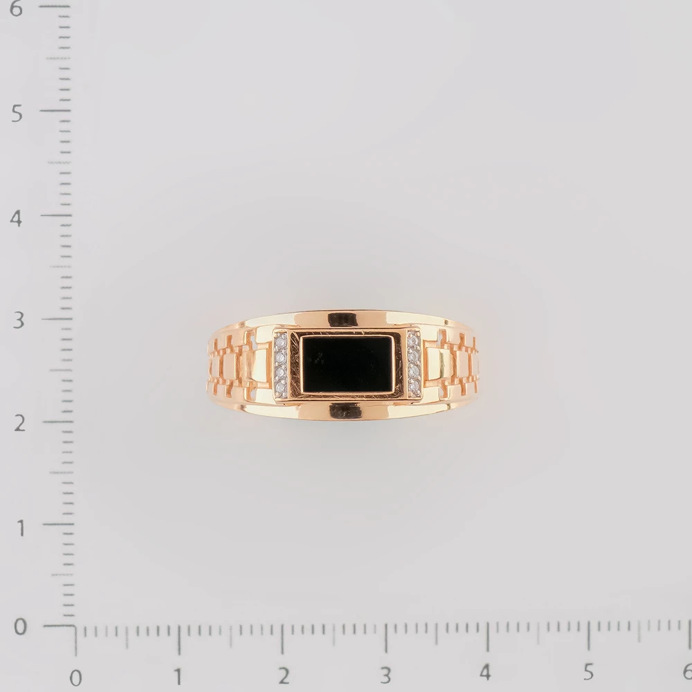 Кольцо с ониксом из красного золота 585 пробы